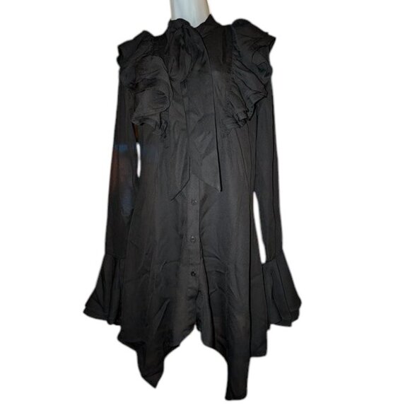 Killstar We Are The Weirdos Long Sleeve Ruffled Runa Tunic Blouse Button Up Top - Picture 7 of 9